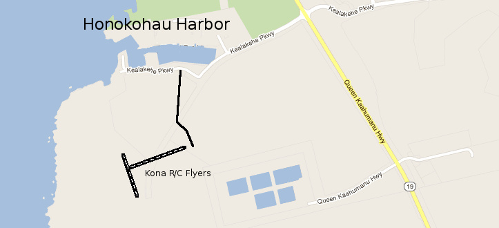Map of Kona and the Kona R/C Flyers Flying Field