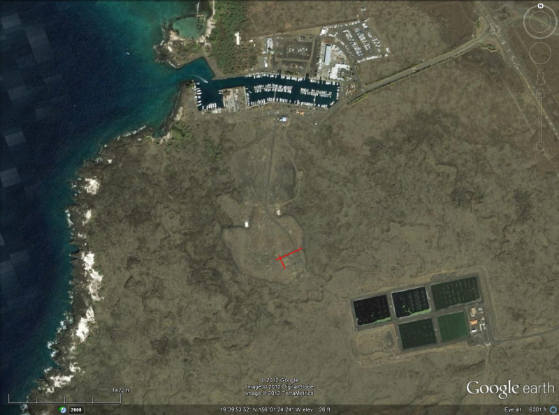 Google Earth image of the Kona R/C Flyers Flying Field